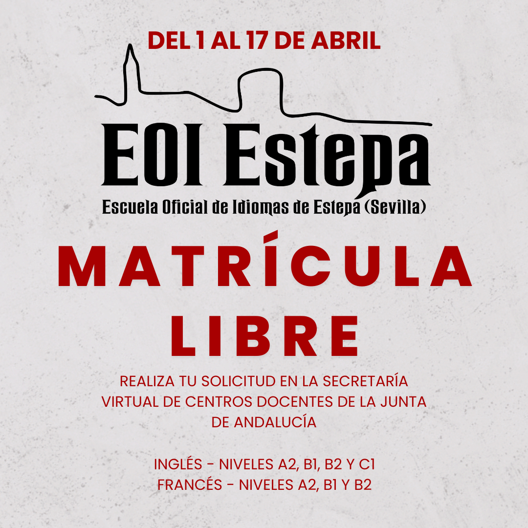 Abierto plazo de matrícula libre del 1 al 17 de abril