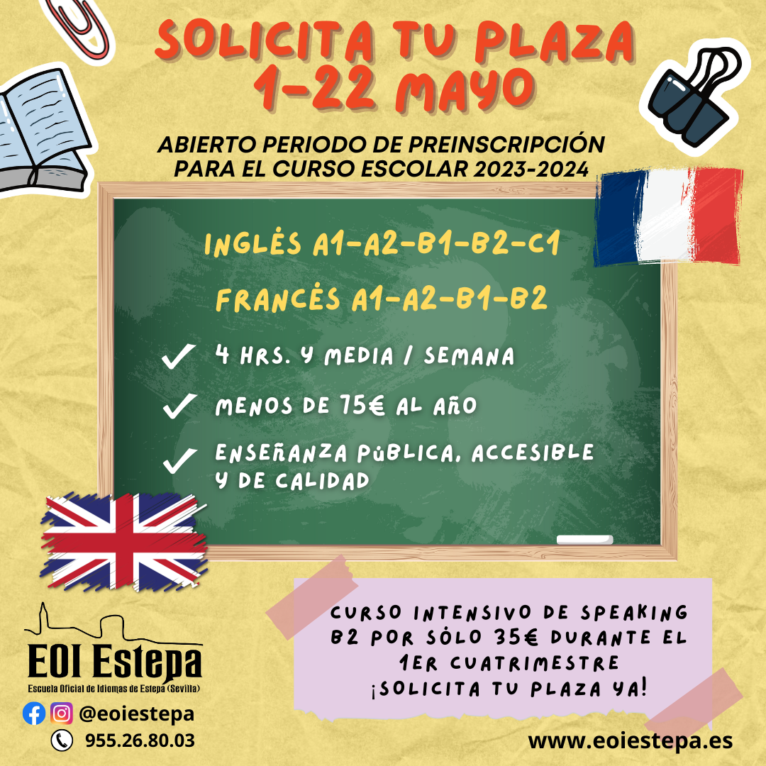 Abierto plazo de preinscripción del 1 al 22 mayo