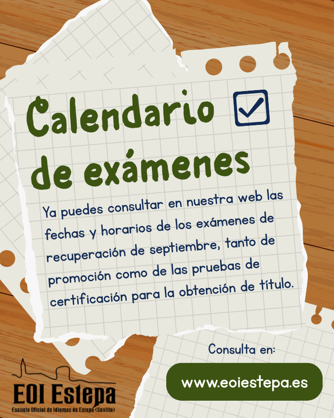 Publicado calendario de exámenes de septiembre
