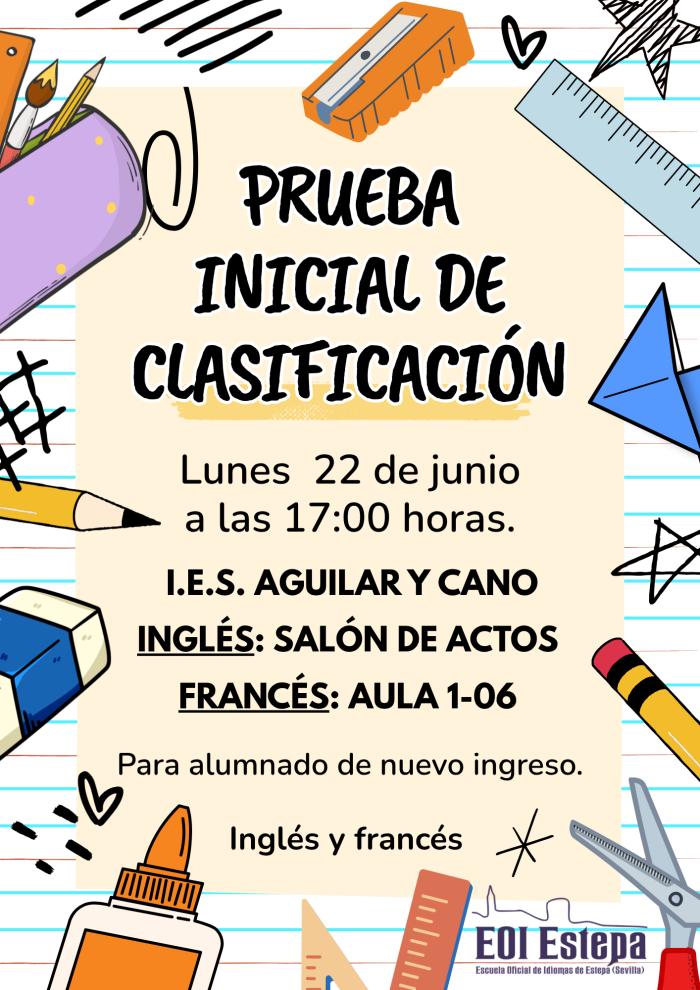 Pruebas iniciales de clasificación curso 2026/2027